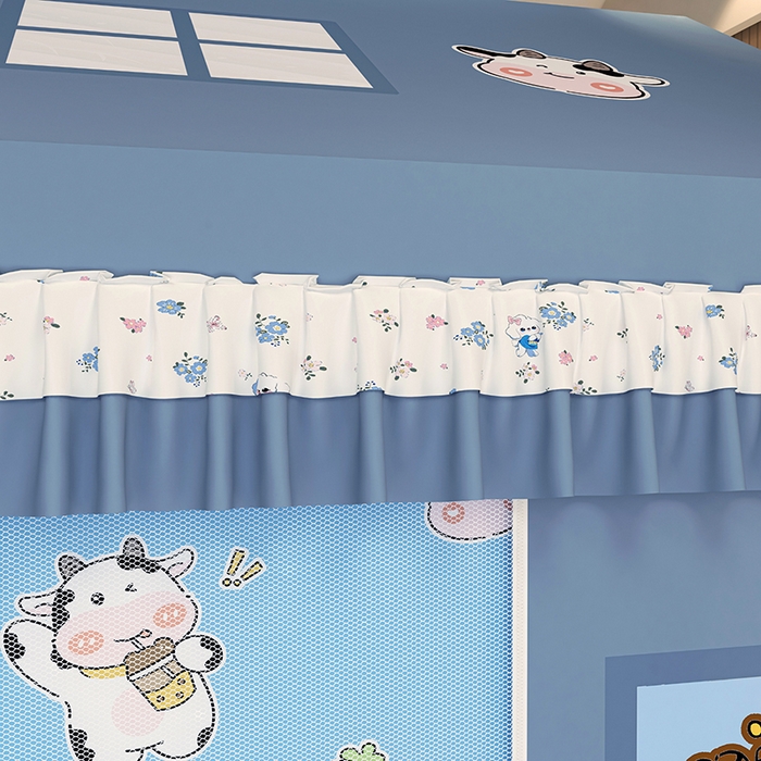 91家纺网 家纺一手货源 找家纺 迪凡保罗蚊帐 2025新款2505城堡款房型遮光防摔坐床蚊帐 快乐牛牛