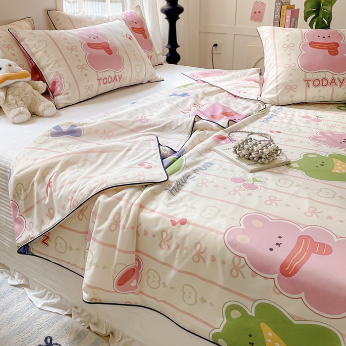 91家纺网 家纺一手货源 找家纺 优悦生活馆 2025新款凉感丝夏被夏凉被空调被 果味熊