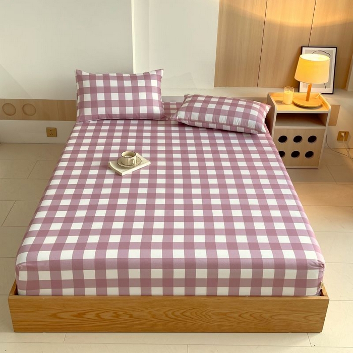 91家纺网 家纺一手货源 找家纺 ME/ERA HOME寐时代 2025新款全棉老粗布床笠款三件套 全棉条格-艾格-豆沙