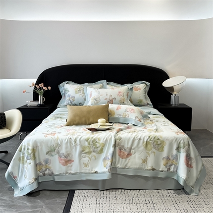 91家纺网 家纺一手货源 找家纺 （总）朵希曼2025新款60支天丝镂空印花夏被和夏被四件套系列