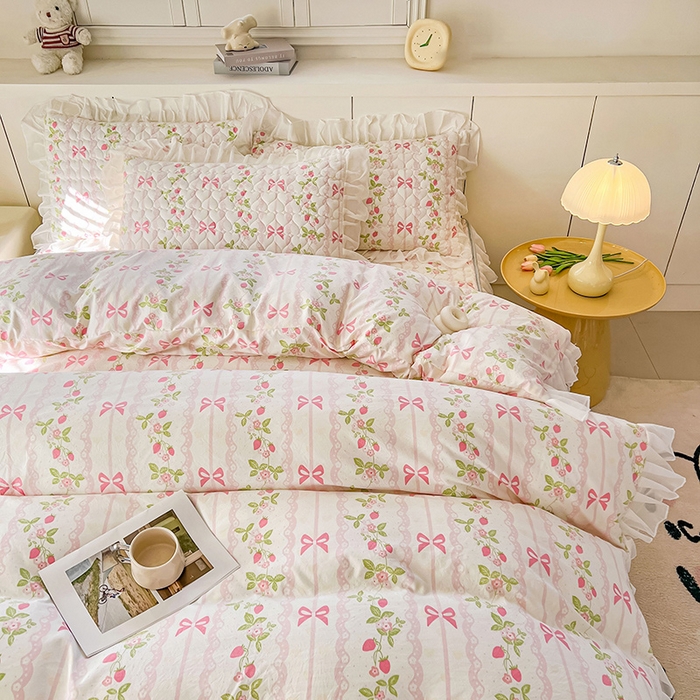 91家纺网 家纺一手货源 找家纺 眠势力 2025新款韩版花边被套双面用四季款ins公主风 微风