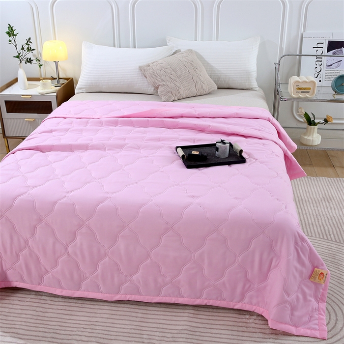 91家纺网 家纺一手货源 找家纺 爱派 2025新款纯色水洗棉夏被夏凉被空调被被子被芯 初恋粉