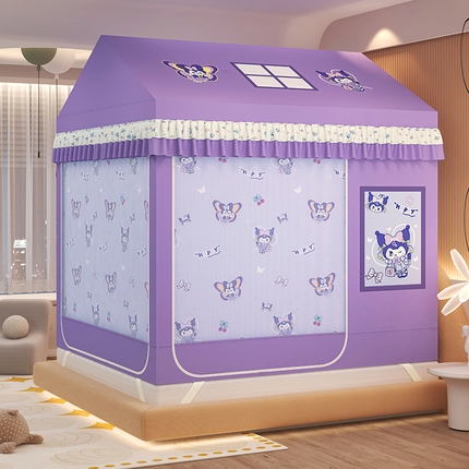 91家纺网 家纺一手货源 找家纺 迪凡保罗蚊帐 2025新款2505城堡款房型遮光防摔坐床蚊帐 紫色甜心