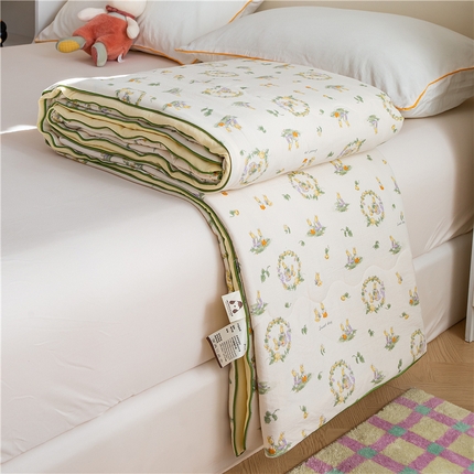 艺菲阁家纺 2025新款卡通麻绳云感双层纱夏凉被 兔子的欢喜