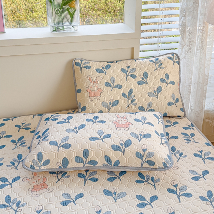 91家纺网 家纺一手货源 找家纺 小萌虎 2025新款凉感丝胶质凉席床笠款 小兔