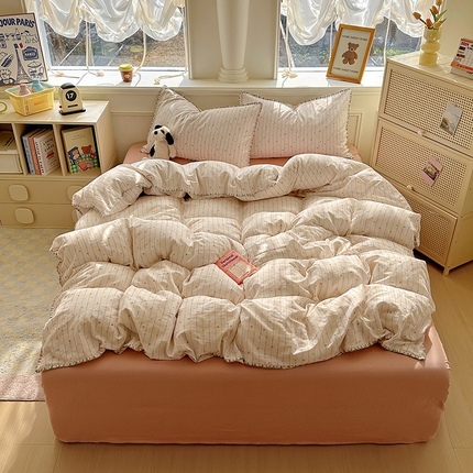 田野家纺2025新款A类全棉双层纱四件套 七彩泡泡