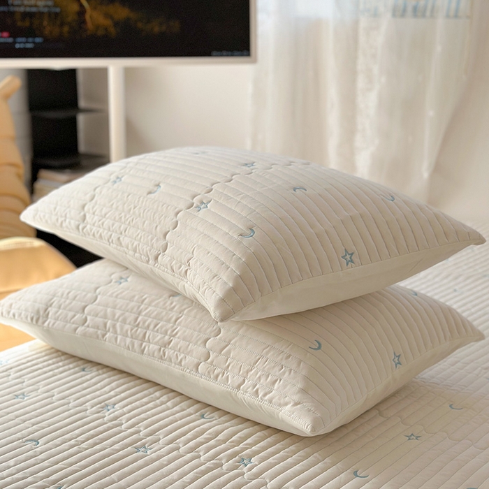 91家纺网 家纺一手货源 找家纺 优悦生活馆 2025新款亲肤舒适水洗棉夹棉床盖 星愿-白