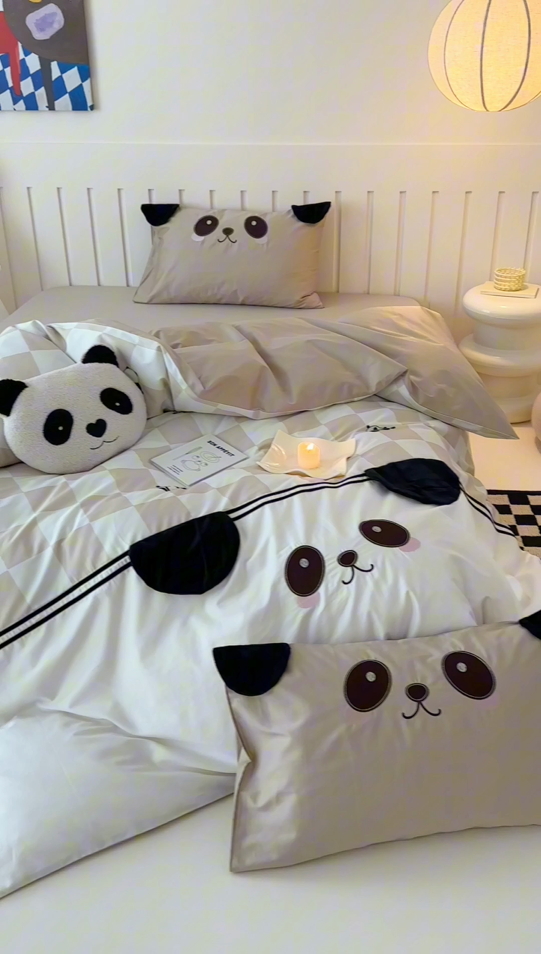 91家纺网 家纺一手货源 找家纺 西西家居 2025新款100支澳棉纯棉数码印花刺绣四件套-小熊猫 小熊猫-咖