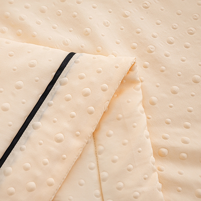 91家纺网 家纺一手货源 找家纺 绒世界 绒世界 2025新款凉豆豆包边夏被四件套 凉豆豆-香槟色