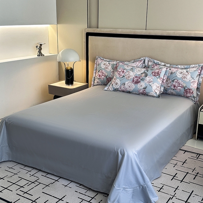 91家纺网 家纺一手货源 找家纺 眷恋家纺 2025年春夏全棉铂金棉13376数码印花四件套 春景熙熙-兰