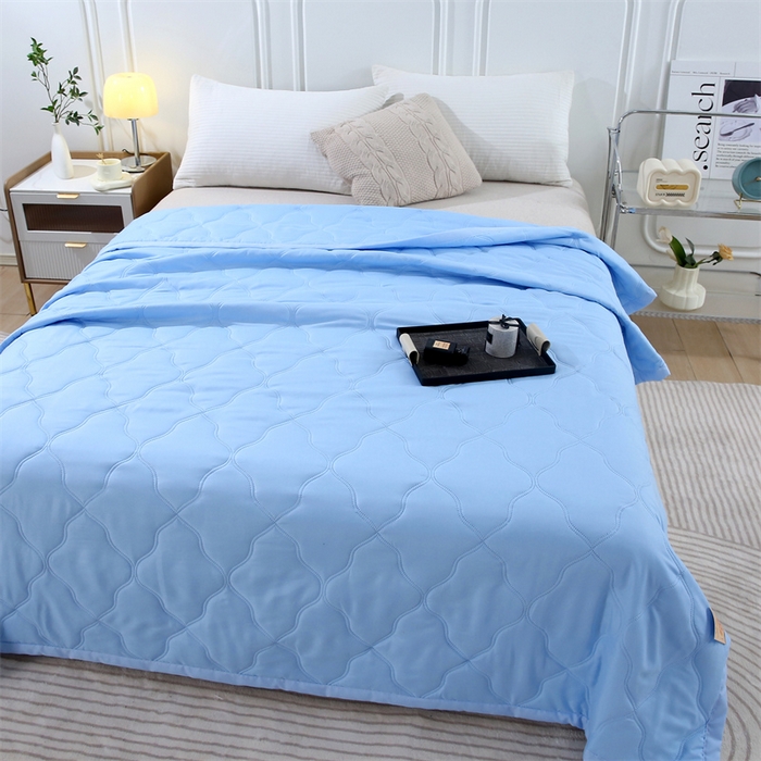 91家纺网 家纺一手货源 找家纺 爱派 2025新款纯色水洗棉夏被夏凉被空调被被子被芯 骑士蓝