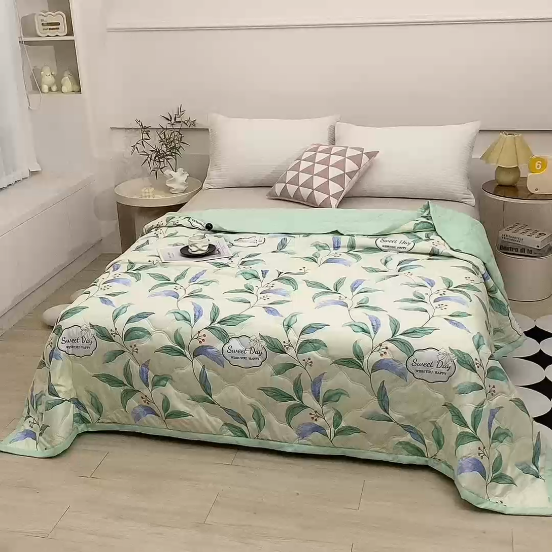 91家纺网 家纺一手货源 找家纺 爱派  2025新款直播爆款印花水洗棉夏被夏凉被空调被被子被芯 盛夏果实