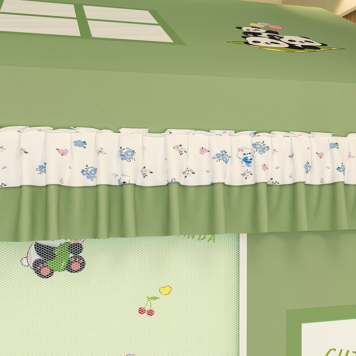 91家纺网 家纺一手货源 找家纺 迪凡保罗蚊帐 2025新款2505城堡款房型遮光防摔坐床蚊帐 贪吃熊猫