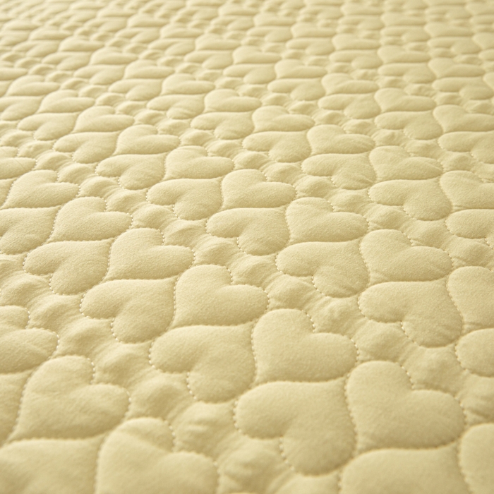 91家纺网 家纺一手货源 找家纺 优悦生活馆 2025新款亲肤水洗棉夹棉防水床笠 桃心-黄