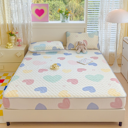 小萌虎 2025新款凉感丝胶质凉席床笠款 爱心