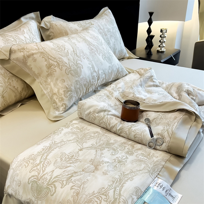 91家纺网 家纺一手货源 找家纺 朵希曼2025新款50天丝宽边夏被和夏被四件套系列 蒙娜