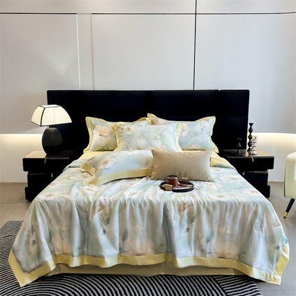 朵希曼2025新款50天丝宽边夏被和夏被四件套系列 三月花香