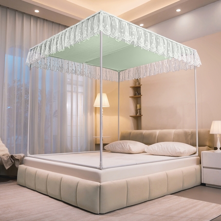 夏彩 2025新款浪漫唯美T+U大空间坐床防摔蚊帐-88608 88608T-薄荷绿防尘顶