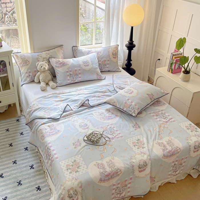 91家纺网 家纺一手货源 找家纺 优悦生活馆 2025新款凉感丝夏被夏凉被空调被 奥丽花园