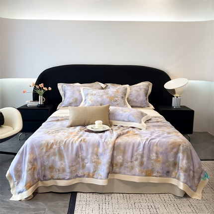 91家纺网 家纺一手货源 找家纺 （总）朵希曼2025新款60支天丝镂空印花夏被和夏被四件套系列