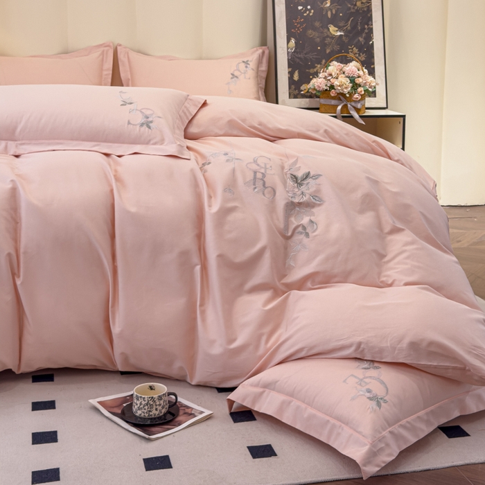 91家纺网 家纺一手货源 找家纺 U品汇 2025新款纯棉全棉长绒棉刺绣绣花高端礼盒四件套-夏瑾系列 夏瑾-荷花玉