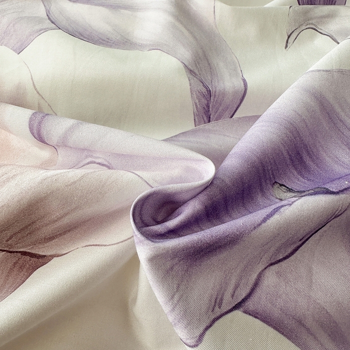 91家纺网 家纺一手货源 找家纺 眷恋家纺 2025年春夏全棉铂金棉13376数码印花四件套 步步生莲-紫