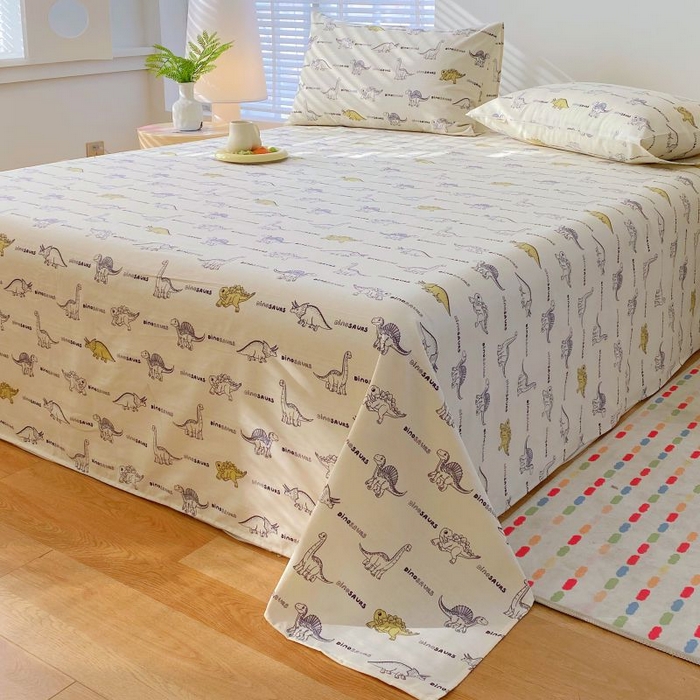 91家纺网 家纺一手货源 找家纺 ME/ERA HOME寐时代 2025新款三枚缎老粗布床单款三件套 恐龙家族