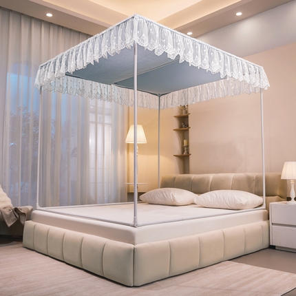 夏彩 2025新款浪漫唯美T+U大空间坐床防摔蚊帐-88608 88608T-蓝灰防尘顶