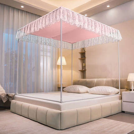 夏彩 2025新款浪漫唯美T+U大空间坐床防摔蚊帐-88608 88608T-蔷薇粉防尘顶