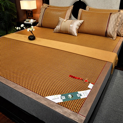 小牛席业2025新款雪山古藤-双面席系列凉席藤席冰藤双面席冰丝席竹席凉席空调席草席三件套 雪山古藤-红玉藤双面席