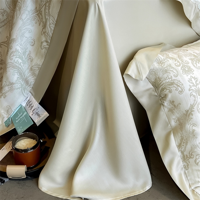 91家纺网 家纺一手货源 找家纺 朵希曼2025新款50天丝宽边夏被和夏被四件套系列 蒙娜