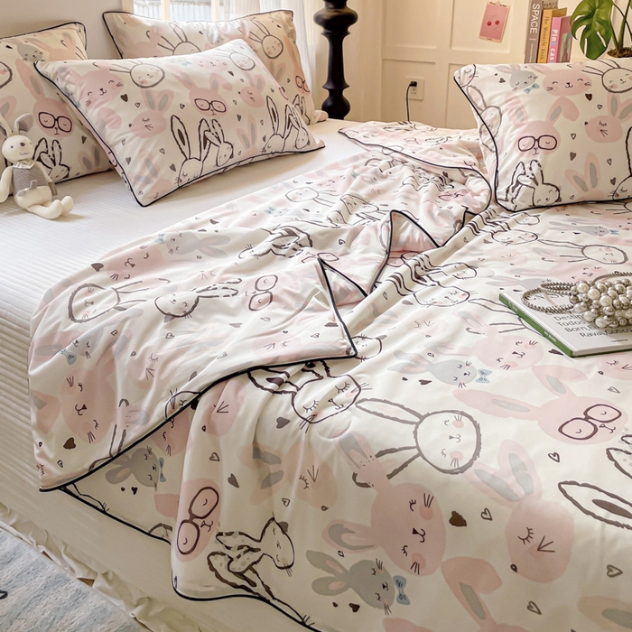 91家纺网 家纺一手货源 找家纺 优悦生活馆 2025新款凉感丝夏被夏凉被空调被 哈味兔