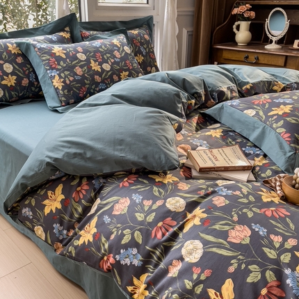 KA家纺 2025新款宽边轻奢系列全棉四件套 百花园