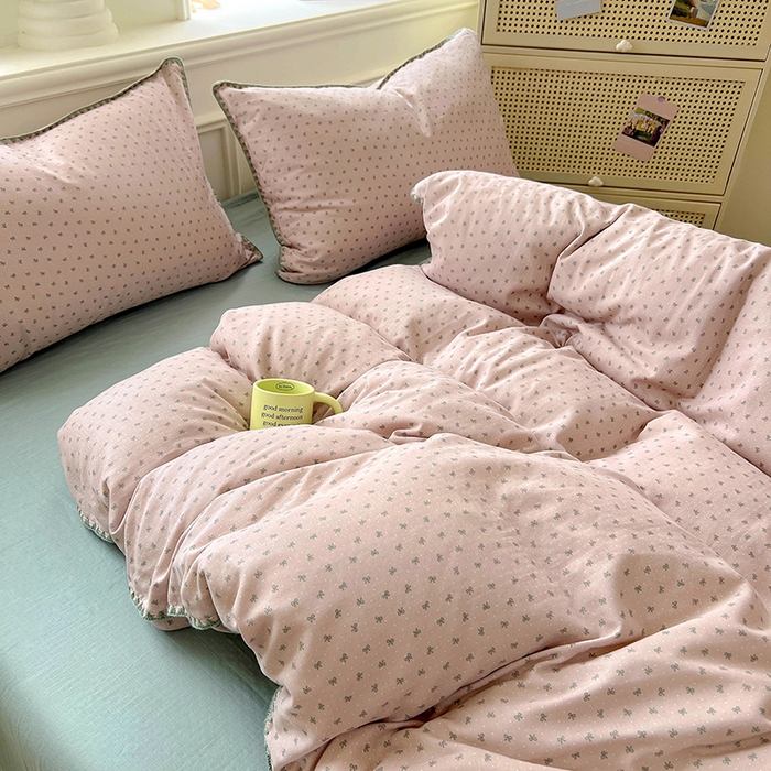 91家纺网 家纺一手货源 找家纺 田野家纺2025新款A类全棉双层纱四件套 蝶舞