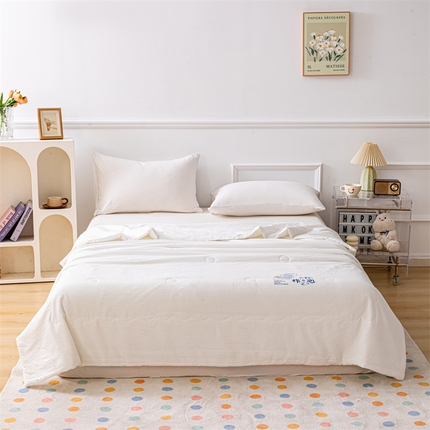 天瑜家纺 2025新款亲肤舒适泡泡棉夏被 本白