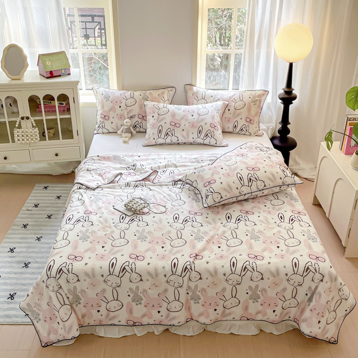 91家纺网 家纺一手货源 找家纺 优悦生活馆 2025新款凉感丝夏被夏凉被空调被 哈味兔