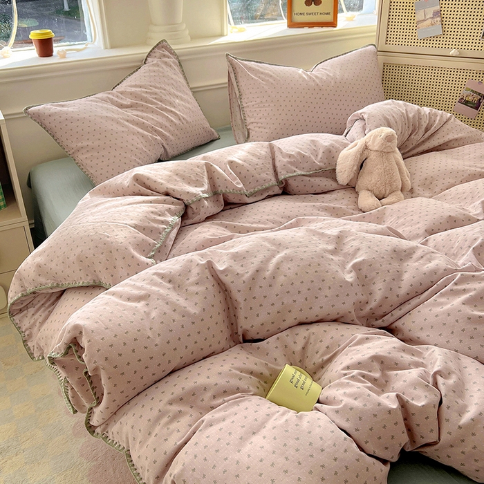 91家纺网 家纺一手货源 找家纺 田野家纺2025新款A类全棉双层纱四件套 蝶舞