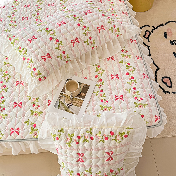 91家纺网 家纺一手货源 找家纺 眠势力 2025新款韩版花边床笠雪纺公主风ins夹棉四季款床罩保护套 微风