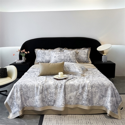 91家纺网 家纺一手货源 找家纺 （总）朵希曼2025新款60支天丝镂空印花夏被和夏被四件套系列