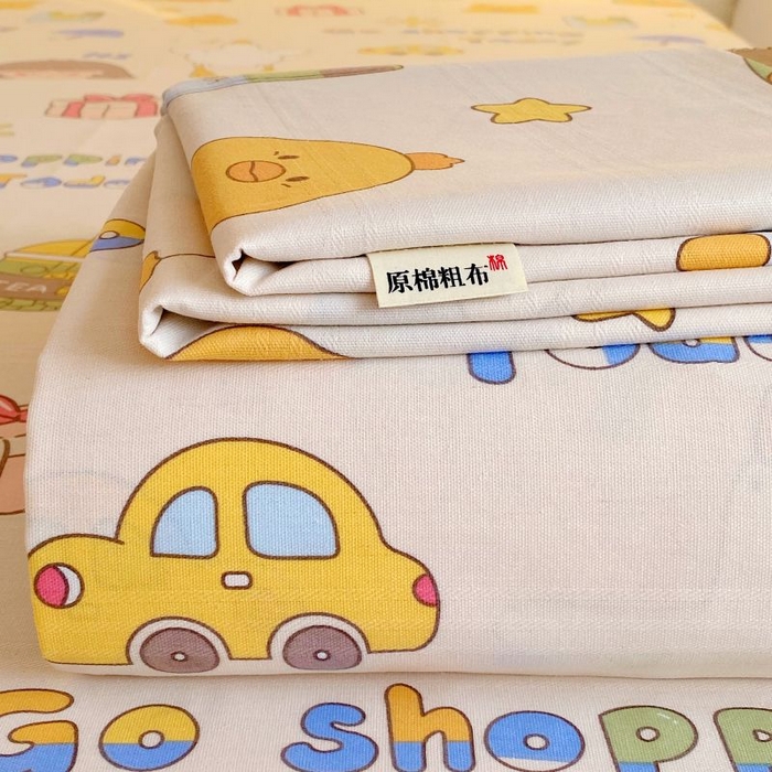 91家纺网 家纺一手货源 找家纺 ME/ERA HOME寐时代 2025新款三枚缎老粗布床单款三件套 快乐心情