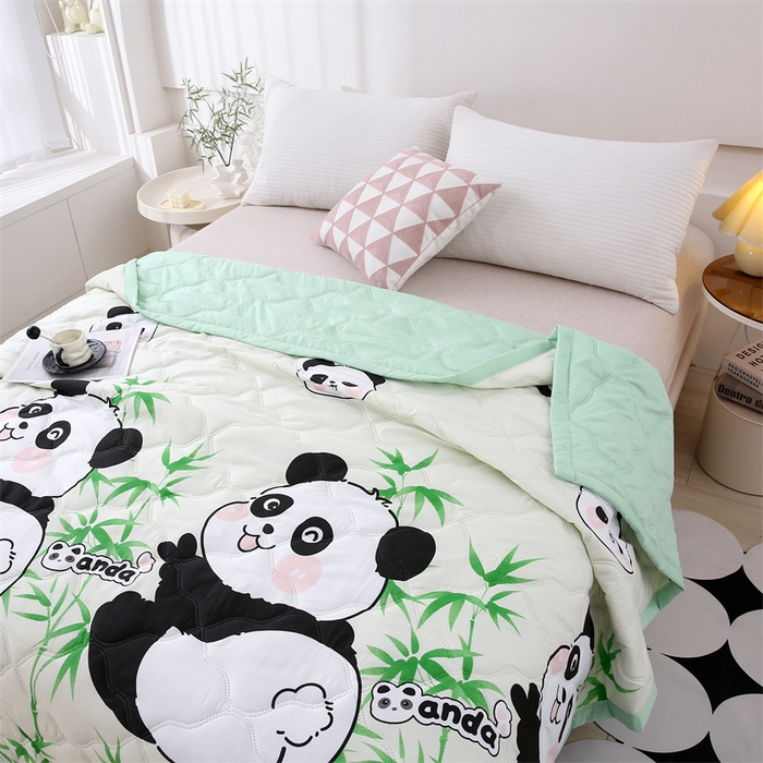 91家纺网 家纺一手货源 找家纺 爱派  2025新款直播爆款印花水洗棉夏被夏凉被空调被被子被芯 国宝小熊