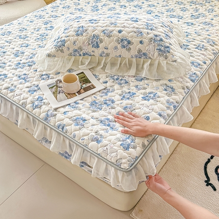 91家纺网 家纺一手货源 找家纺 （总）眠势力 2025新款韩版花边床笠雪纺公主风ins夹棉四季款床罩保护套