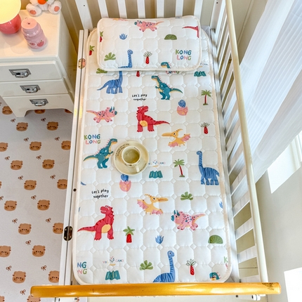 禧缘家纺（原梦想家） 2025新款A类儿童幼儿园学生宿舍绑带款夹棉床单全棉夹棉软垫  恐龙世界
