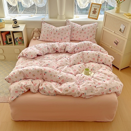 田野家纺2025新款A类全棉双层纱四件套 开心派对