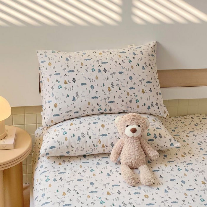 91家纺网 家纺一手货源 找家纺 ME/ERA HOME寐时代 2025新款全棉老粗布床笠款三件套 全棉卡通-丛林