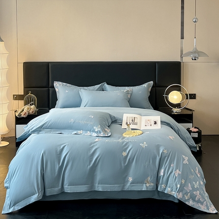 91家纺网 家纺一手货源 找家纺 理想家家纺 2025新款亲肤舒适纯棉刺绣四件套-蝶影流光 蝶影流光-兰