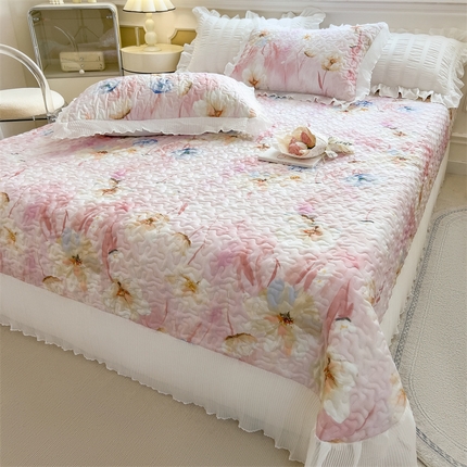 兄弟坊 2025 莱赛尔兰精天丝韩版印花床盖床裙床褥 床盖-芬芳