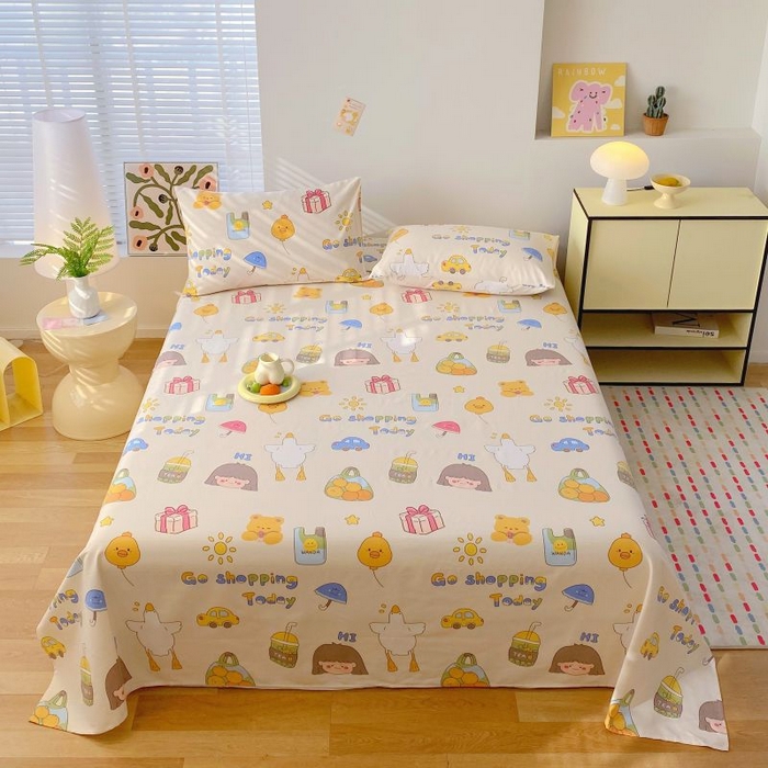 91家纺网 家纺一手货源 找家纺 ME/ERA HOME寐时代 2025新款三枚缎老粗布床单款三件套 快乐心情