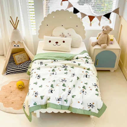 91家纺网 家纺一手货源 找家纺 御棉坊 2025年新款A类莫代尔印花儿童夏被 桔子熊猫