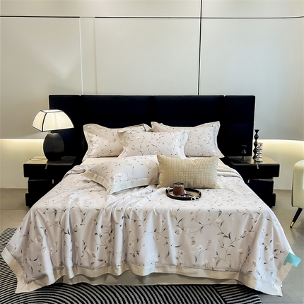 朵希曼2025新款50天丝宽边夏被和夏被四件套系列 姜茉